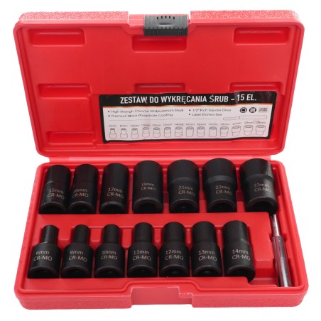Nasadki do obrobionych śrub 1/2" 6-23mm 15el. KD11793 - zdjęcie główne