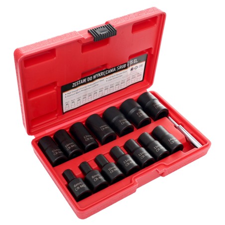 Dugókulcs készlet sérült csavarokhoz 1/2" 6-23mm 15db. KRAFT&DELE KD11793