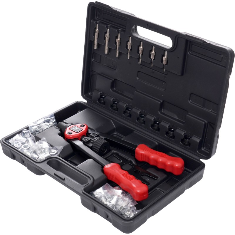 Rankinis kniedijimo įrankis kniedėms-veržlėms 110vnt. KRAFT&DELE KD10556