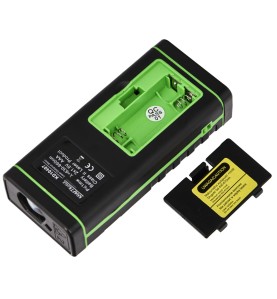Laserowy miernik cyfrowy dalmierz 80m KD10407 - widok na komorę baterii z otwartą klapką