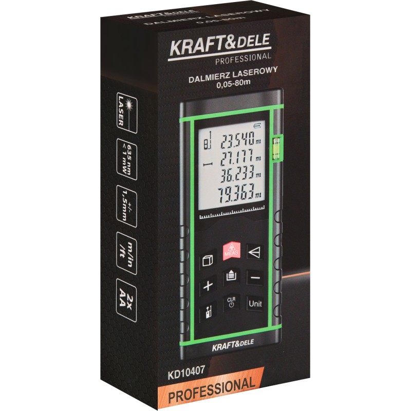 Lézeres digitális távolságmérő 80m KRAFT&DELE KD10407