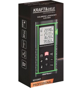 Opakowanie dalmierza laserowego Kraft&Dele KD10407 - widok na pudełko