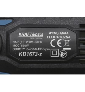 Tabliczka znamionowa wkrętarki elektrycznej Kraft&Dele KD1673-Z