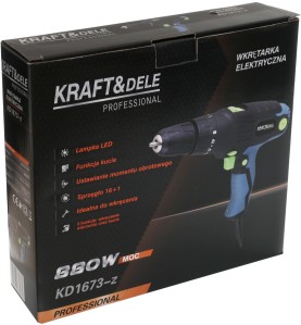 Opakowanie kartonowe wkrętarki elektrycznej KD1673-Z z widocznym produktem