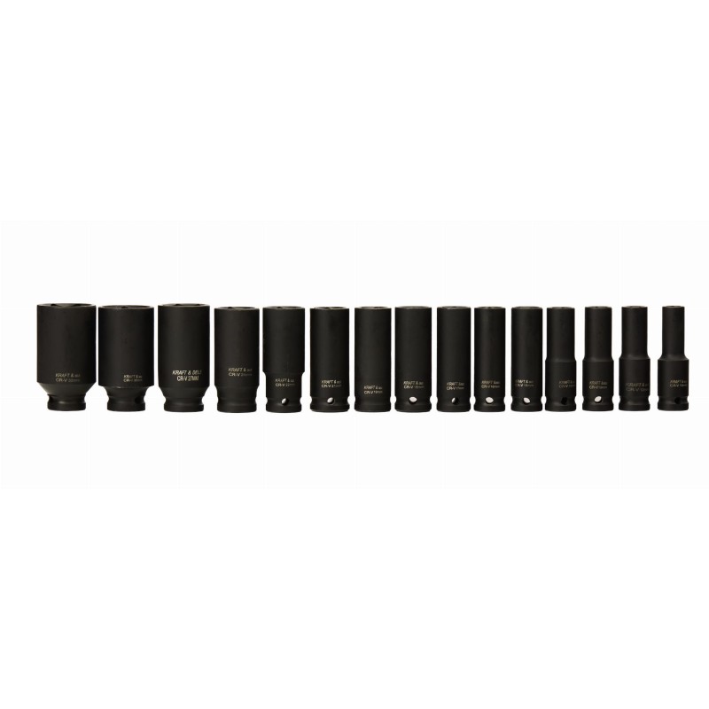 1/2" hosszú ütvecsavarozó dugókulcs készlet 15 részes 10-32 mm KRAFT&DELE KD11769