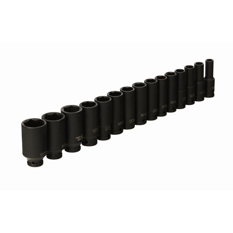 1/2" hosszú ütvecsavarozó dugókulcs készlet 15 részes 10-32 mm KRAFT&DELE KD11769