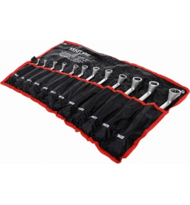 Klucze oczkowe 6-32mm w etui, widok pod kątem na rozmieszczenie narzędzi