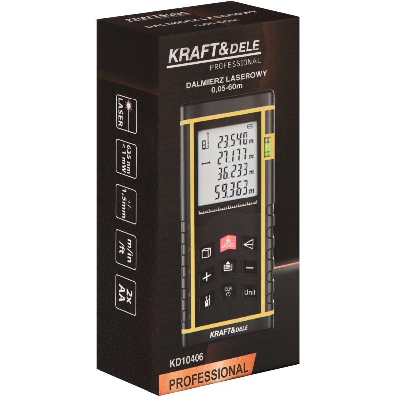 Laser-Entfernungsmesser digitales Messgerät 60m KRAFT&DELE KD10406 Laser-Entfernungsmesser digitales Messgerät 60m KRAFT&DELE KD10406