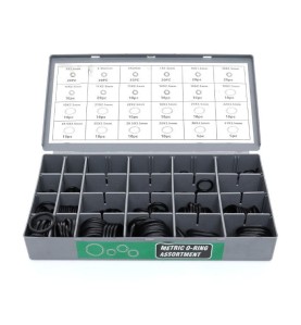 Offene Kassette mit metrischem O-Ring-Sortiment im Organizer