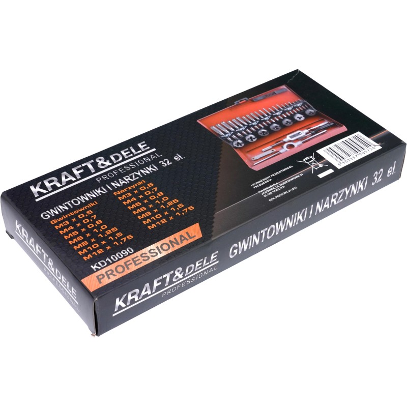 Gewindebohrer- und Schneideisen-Satz 32-tlg. KRAFT&DELE KD10090 Gewindebohrer- und Schneideisen-Satz 32-tlg. KRAFT&DELE KD10090