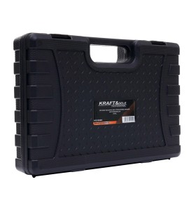 Zamknięta czarna walizka transportowa zestawu KD10049 z logo Kraft&Dele