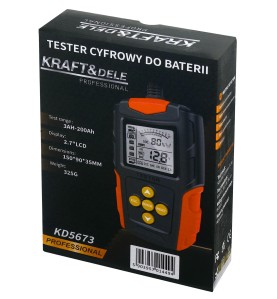 Opakowanie kartonowe testera akumulatorów KD5673 widok z boku