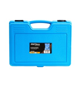 Zamknięta niebieska walizka z zestawem blokad rozrządu Kraft&Dele KD10088 z etykietą produktową