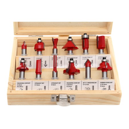 Holzfräser-Set 12-tlg. KD10282 – Hauptfoto mit geöffneter Box