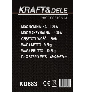 Specyfikacja techniczna agregatu prądotwórczego Kraft&Dele KD683 na czarnym tle