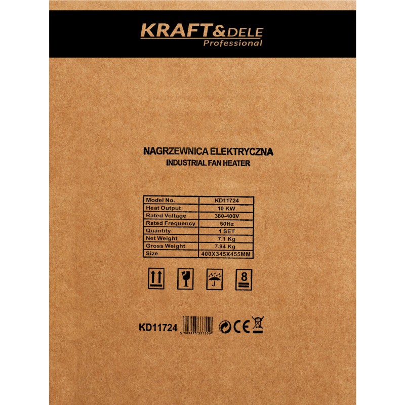 Elektromos hőlégfúvó 10kW 400V KRAFT&DELE KD11724