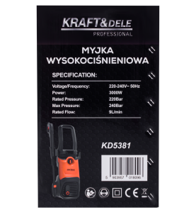 Etykieta techniczna na opakowaniu myjki ciśnieniowej KD5381