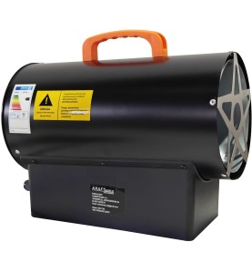 Gasheizgerät 25kW KD11700 mit Warnhinweis und Typenschild