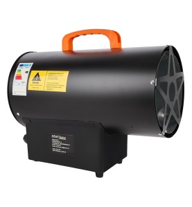 Gasheizgebläse KD11703 mit Energieetikett und Warnhinweisen