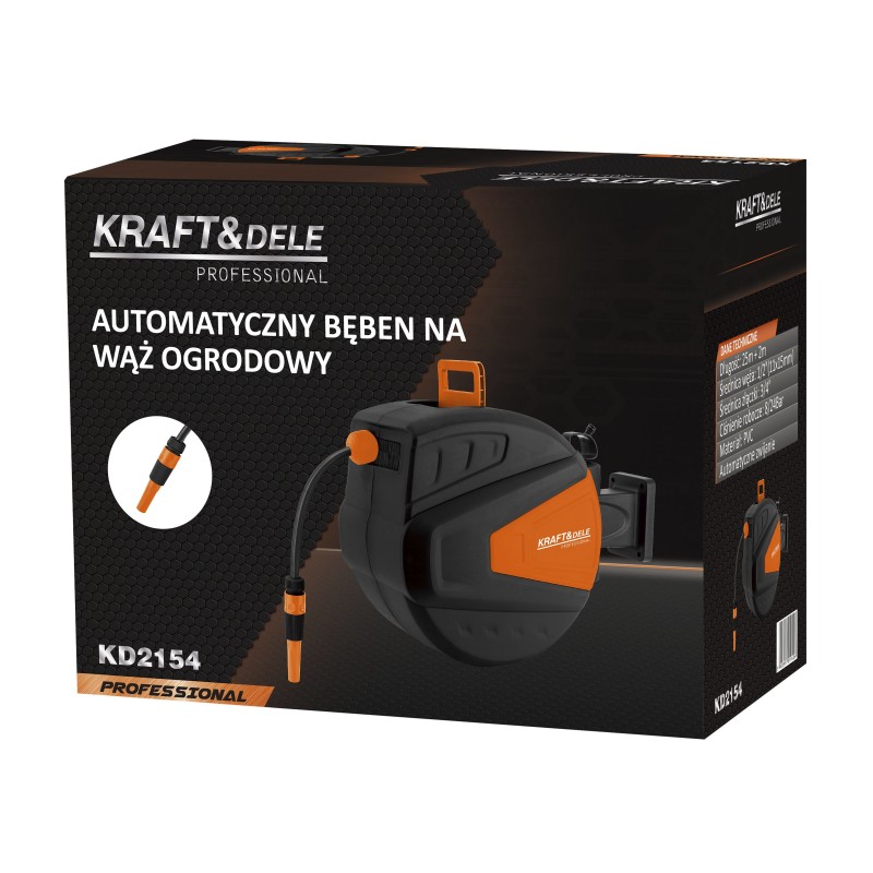 Automatischer Gartenschlauch-Aufroller 25m + 2m 1/2" KRAFT&DELE KD2154 Automatischer Gartenschlauch-Aufroller 25m + 2m 1/2" KRAFT&DELE KD2154