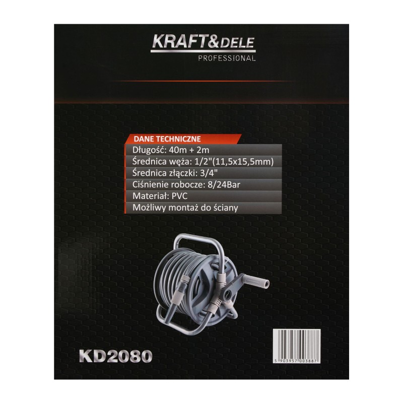Schlauchwagen mit Gartenschlauch 40m + 2m 1/2" KRAFT&DELE KD2080 Schlauchwagen mit Gartenschlauch 40m + 2m 1/2" KRAFT&DELE KD2080