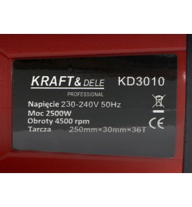 Typenschild der Gehrungssäge Kraft&Dele KD3010
