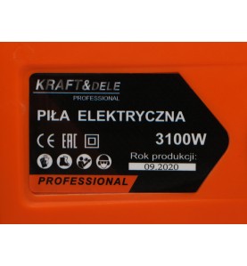 Tabliczka znamionowa piły elektrycznej Kraft&Dele KD10640