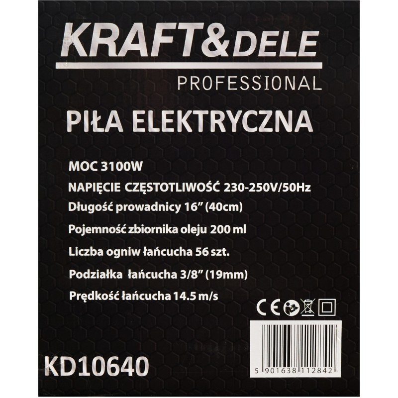 KRAFT&DELE elektromos láncfűrész 3100W 16'' 40cm KD10640 KRAFT&DELE elektromos láncfűrész 3100W 16'' 40cm KD10640