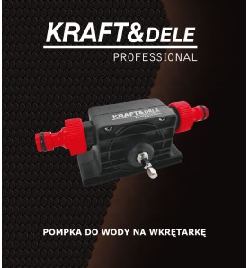 Grafika promocyjna pompy do wody na wkrętarkę KD739 na ciemnym tle