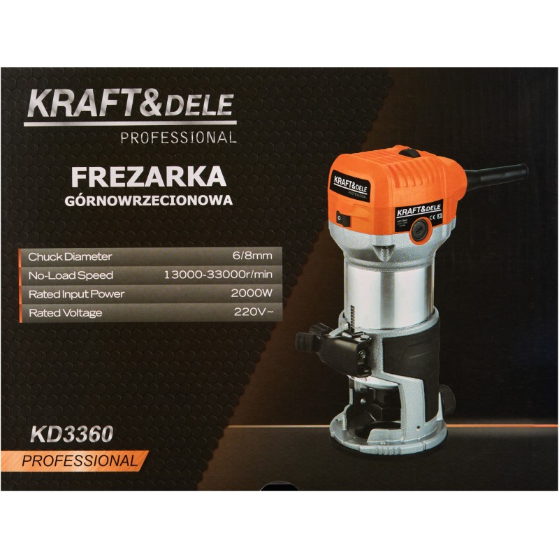 Vertikalus frezavimo įrenginys 2000W 6/8mm KRAFT&DELE KD3360