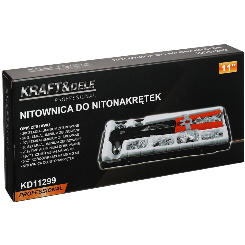Srieginių kniedžių įrankis + priedai KRAFT&DELE KD11299