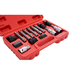 Zestaw do obsługi alternatorów KD10179 - zbliżenie na ułożenie końcówek w czerwonej walizce