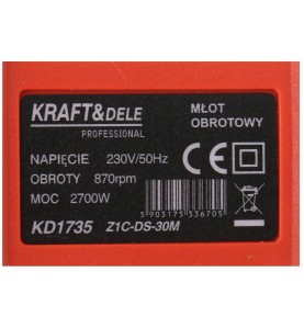 Tabliczka znamionowa młota udarowego KRAFT&DELE KD1735