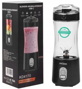 Blender akumulatorowy KRAFT&DELE KD4170 obok oryginalnego opakowania kartonowego