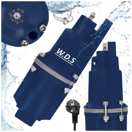 Pompa do wody membranowa WDS2600 w kolażu z akcesoriami i efektem wody