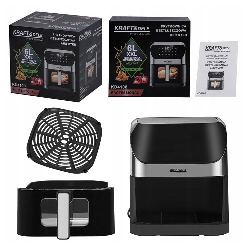 KRAFT&DELE KD4108 Airfryer forrólevegős sütő 6L 2000W KRAFT&DELE KD4108 Airfryer forrólevegős sütő 6L 2000W