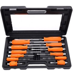12-tlg. Durchgangsschraubendreher-Set KRAFT&DELE KD10946 – Hauptbild des offenen Werkzeugkoffers