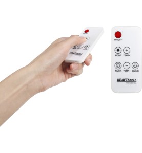 Rankoje laikomas KRAFT&DELE KD11788 šildytuvo nuotolinio valdymo pultas