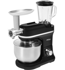 KRAFT&DELE KD4227 Küchenmaschine Schrägansicht mit Küchenzubehör