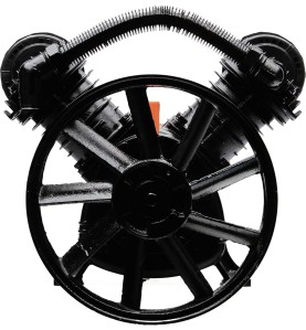 Draufsicht auf die Riemenscheibe und das Zylinderkopf-System des KD1404 Kompressors