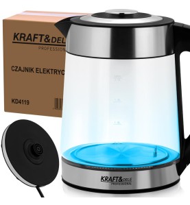 KD4119 2500W 2L elektromos vízforraló hőmérséklet-szabályozással - fő kép a csomagolással