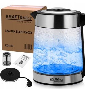 KD4119 elektromos vízforraló készlet csomagolással, alapzattal és használati utasítással