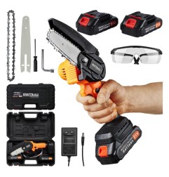 4" 21V akumuliatorinis grandininis pjūklas KD10627 - reklaminis komplektas su priedais