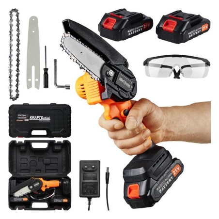 4-Zoll Akku-Kettensäge 21V KD10627 - Aktionsset mit Zubehör