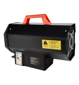 Nagrzewnica gazowa 25kW KD11734 - widok z boku z etykietą ostrzegawczą