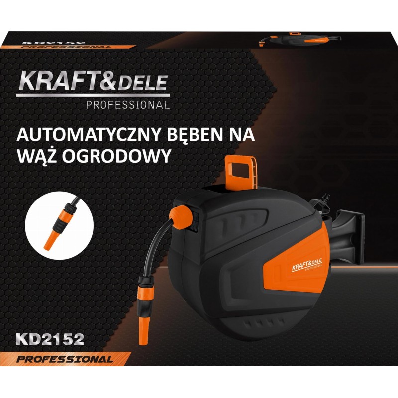 Automatischer Gartenschlauchaufroller 20m + 2m 1/2" KRAFT&DELE KD2152