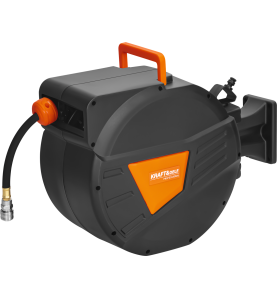Aufrollbarer Druckluftschlauch KD2159 - Ansicht von der anderen Seite mit Griff