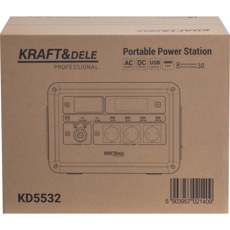 Hordozható erőmű 1152Wh 25.6V KRAFT&DELE KD5532