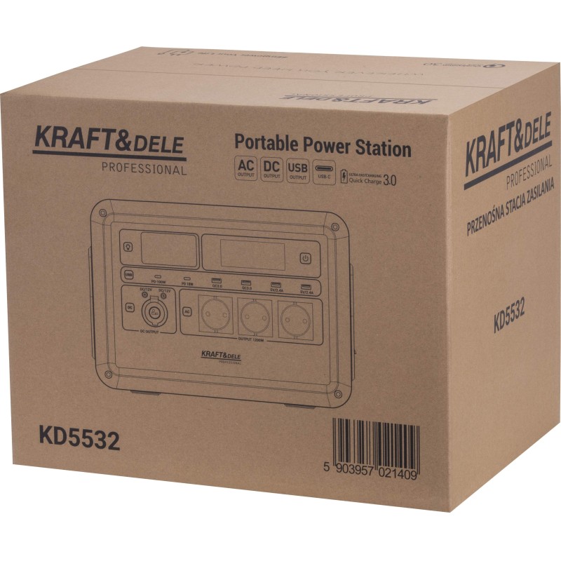 Hordozható erőmű 1152Wh 25.6V KRAFT&DELE KD5532