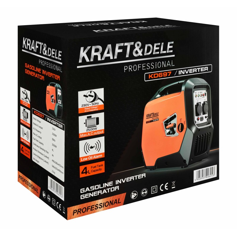 KRAFT&DELE KD697 inverteres áramfejlesztő 2,3kW / 2,5kW / 230V KRAFT&DELE KD697 inverteres áramfejlesztő 2,3kW / 2,5kW / 230V